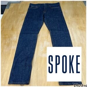 Spoke Build B Jeans Mens 34x34 Slim Fit Straight Leg Selvedge Denim Stretch